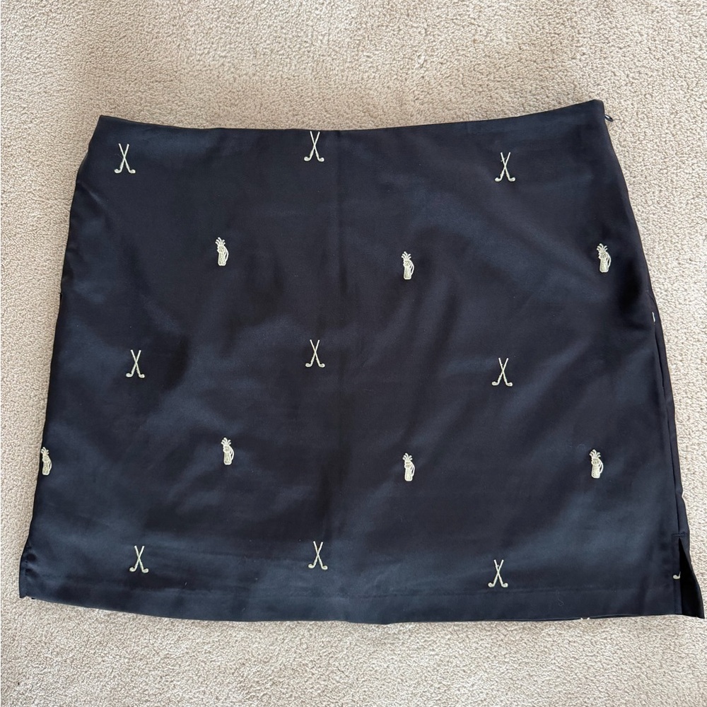 Coral Bay Black Mini Skirt with Golf Embroidery